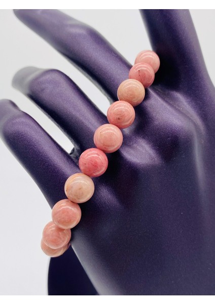 Sertifikalı Doğal Taş Pembe Jasper Bileklik 8mm