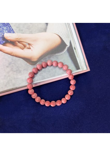 Sertifikalı Doğal Taş Pembe Jasper Bileklik 8mm fiyatları