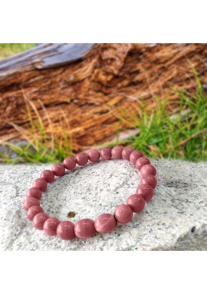 Sertifikalı Doğal Taş Pembe Jasper Bileklik 8mm modelleri