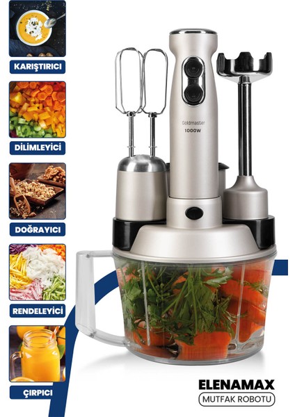 Elanamax GM7239R Silver Multi Blender Set Mutfak Robotu