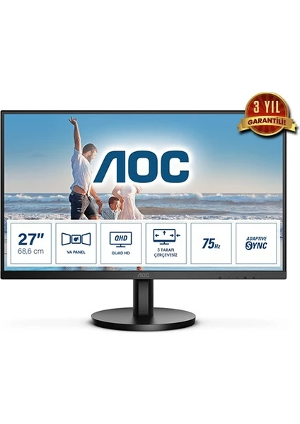 Aoc 27" Q27B3MA 75Hz 4ms Qhd HDMI Dp Va Flat Antiglare Freesync Monitör