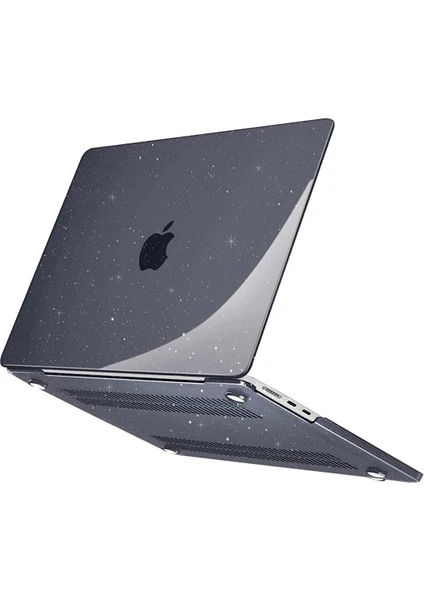 MacBook Air M2 M3 13.6” A2681 A3113 Simli Parlak Şeffaf Kılıf Kapak 13.6" Uyumlu 360° Koruma