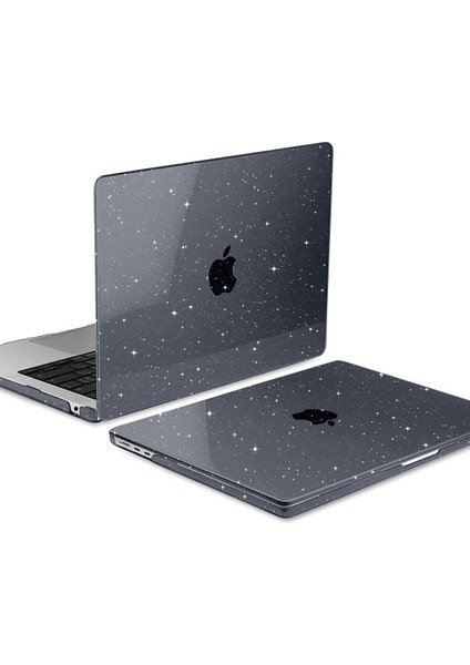 MacBook Air M2 13.6” 2022 A2681 Simli Parlak Şeffaf Kılıf Kapak 13.6" Uyumlu 360° Koruma