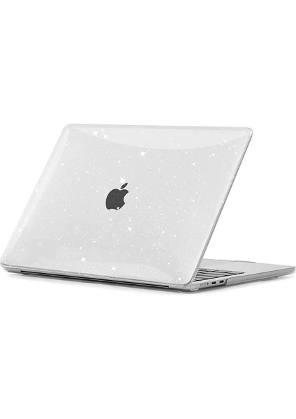 MacBook Air M2 13.6” 2022 A2681 Simli Parlak Şeffaf Kılıf Kapak 13.6" Uyumlu 360° Koruma