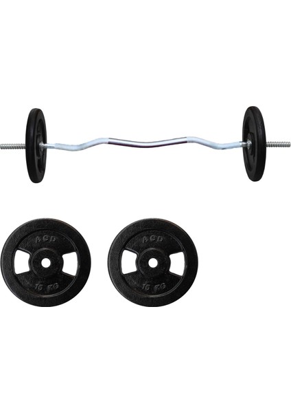 ACD Spor 2 Adet 15 kg Döküm Ağırlık Z Bar Set