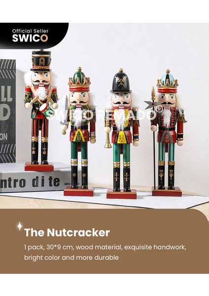 Noel Dekorasyonu Ahşap Fındıkkıran Heykelcik 30CM (Yurt Dışından)