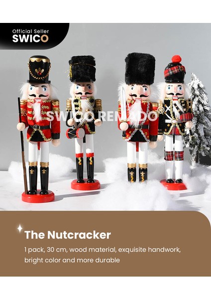 Noel Dekorasyonu Ahşap Fındıkkıran Heykelcik 30CM (Yurt Dışından)