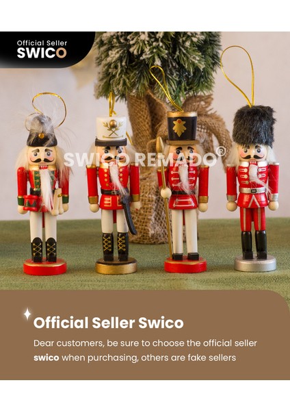 Swico Remado Noel Dekorasyonu Ahşap Fındıkkıran Heykelcik 13CM, 4 Adet (Yurt Dışından)