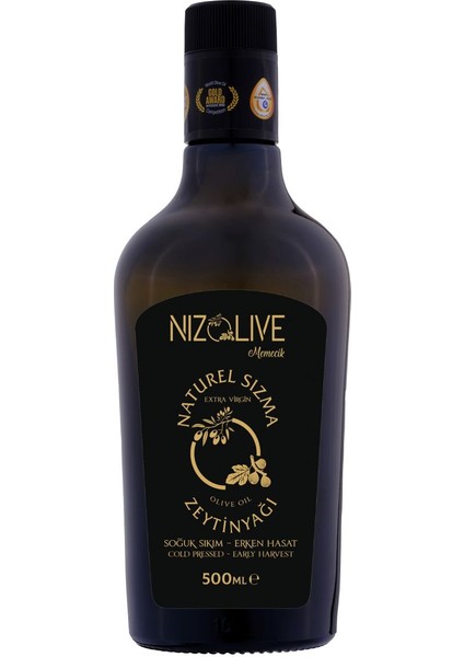 2024-2025 Niz Olive Memecik Erken Hasat Soğuk Sıkım Zeytin Yağı 500 Ml