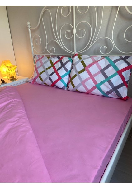 Çift Kişilik Açık Pembe Renkli Lastikli Çarşaf