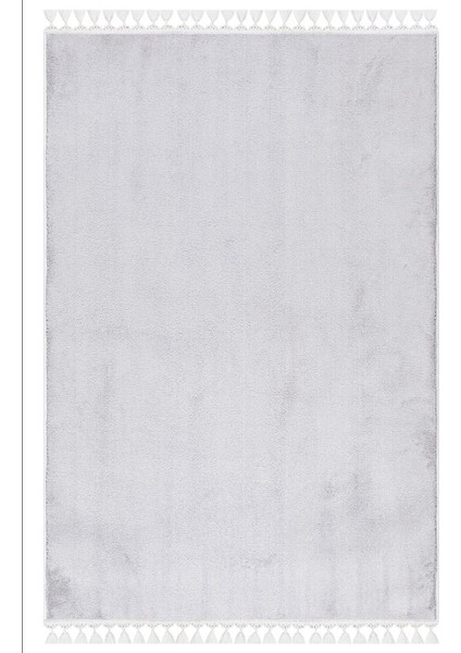 Comfort Puffy Peluş Halı Açık Gri Ponpon Saçaklı fırsatları