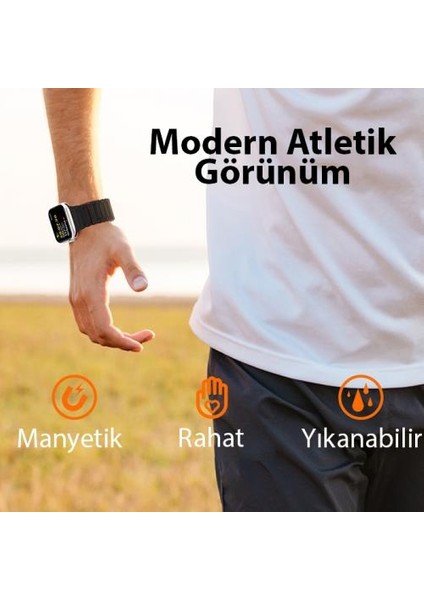 Polham Apple Watch 42-44-45MM Için Manyetik Silikon Kordon Kayış, Apple Watch 2-3-4-5-6-7-8 ve Se fırsatları