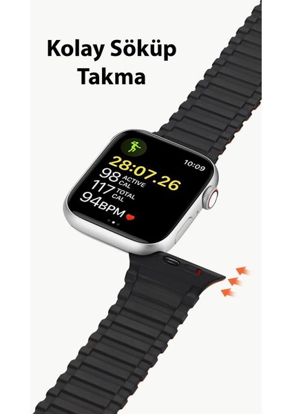Polham Apple Watch 42-44-45MM Için Manyetik Silikon Kordon Kayış, Apple Watch 2-3-4-5-6-7-8 ve Se indirimleri