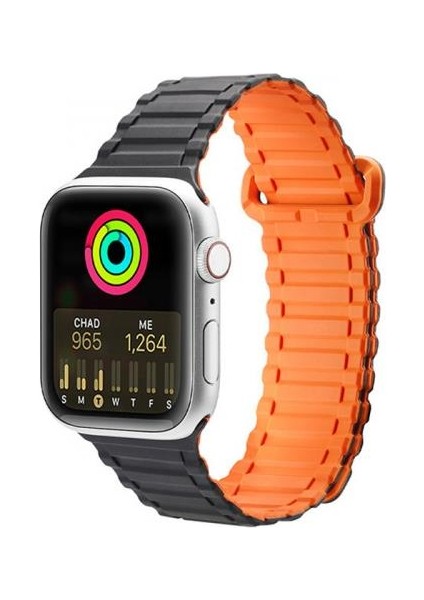 Polham Apple Watch 42-44-45MM Için Manyetik Silikon Kordon Kayış, Apple Watch 2-3-4-5-6-7-8 ve Se