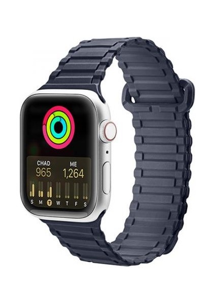 Polham Apple Watch 42-44-45MM Için Manyetik Silikon Kordon Kayış, Apple Watch 2-3-4-5-6-7-8 ve Se