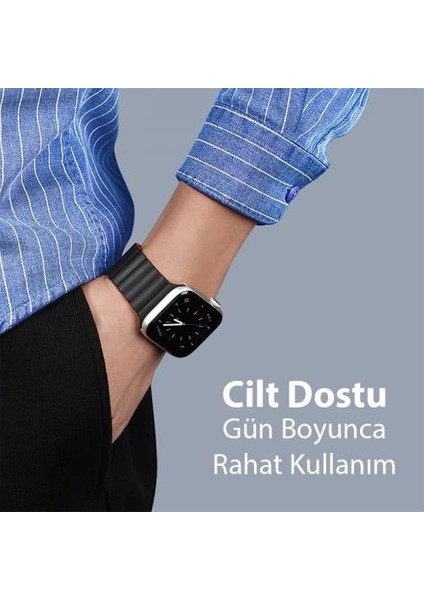 Polham Zincir Style Apple Watch 38-40-41MM Için Mıknatıslı Kordon Kayış, Ultra Rahat Yıkanabilir