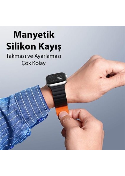 Polham Zincir Style Apple Watch 38-40-41MM Için Mıknatıslı Kordon Kayış, Ultra Rahat Yıkanabilir