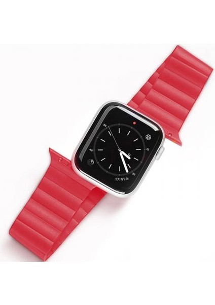 Polham Zincir Style Apple Watch 42-44-45MM Için Mıknatıslı Kordon Kayış, Ultra Rahat Yıkanabilir
