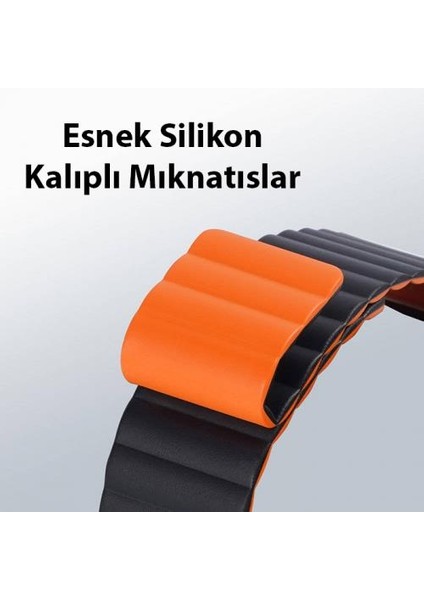 Polham Zincir Style Apple Watch 42-44-45MM Için Mıknatıslı Kordon Kayış, Ultra Rahat Yıkanabilir