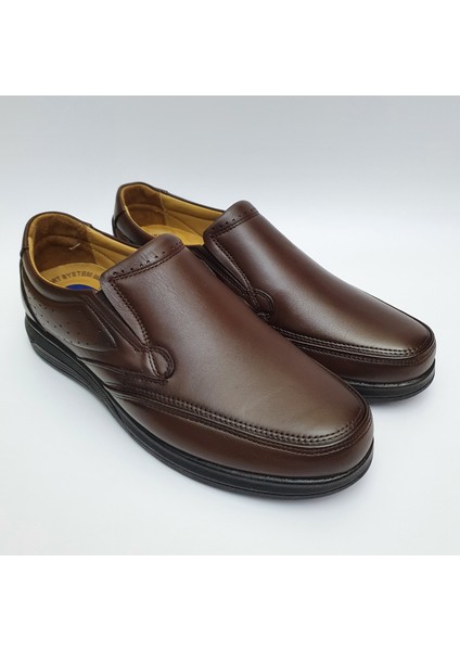 Bağcıksız Topuk Destekli Konfor Ortopedik Kışlık Hakiki Deri Erkek Ayakkabı AY-960