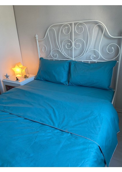 Turkuaz Pamuklu Çift Kişilik Nevresim Takımı
