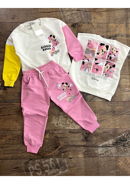 Mickey Mause Pembe Şardonlu Çocuk Eşofman Takım