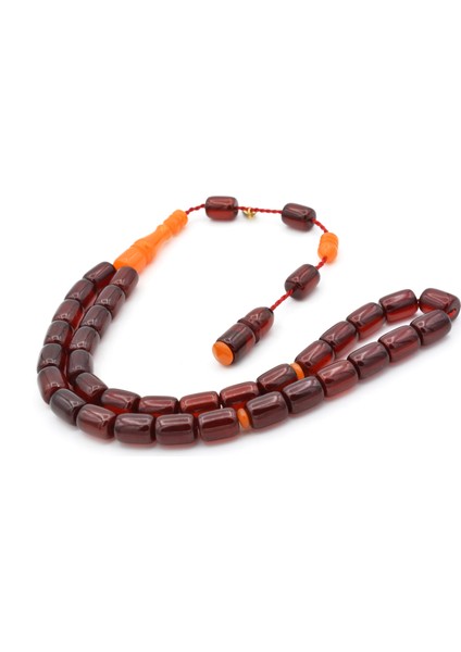 Hakkı Usta Imzalı Kapsül Kesim Koyu Kırmızı Sıkma Kehribar Tesbih 002 modelleri