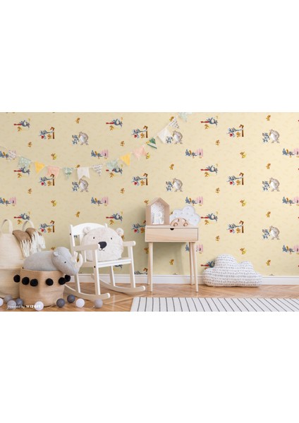 Adakids Seri Tom And Jerry Desenli Çocuk Duvar Kağıdı - (8925 -2 Bej Açık)