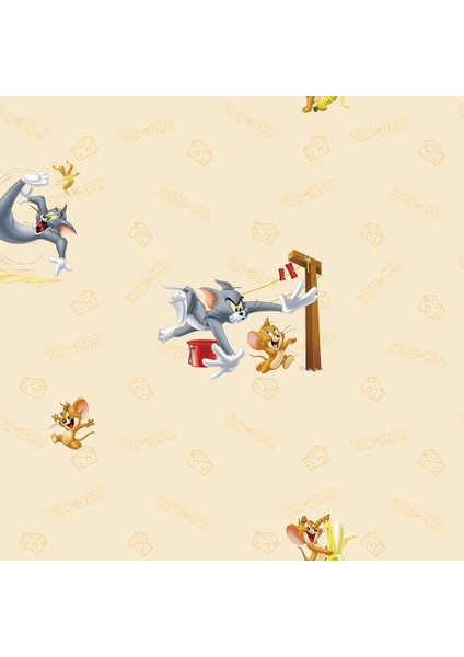 Adakids Seri Tom And Jerry Desenli Çocuk Duvar Kağıdı - (8925 -2 Bej Açık)