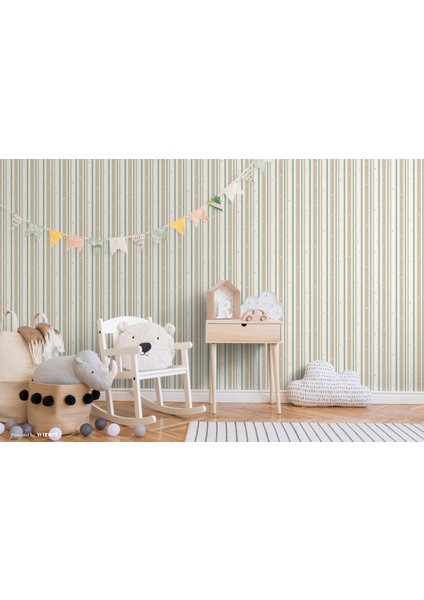 Adakids Seri Yıldız ve Çizgili Desen Çocuk Duvar Kağıdı - (8928- 1 Bej Açık )