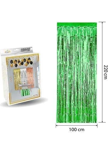 Patladı Gitti Metalize Arka Fon Kapı Perdesi Yeşil 100X200 cm