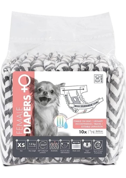 Diapers 10'lu Dişi Köpekler Için Külot Xs