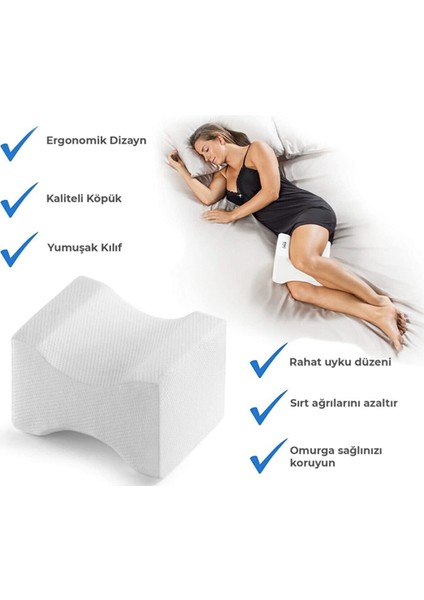 Ortopedik Bacak Arası Yastık Destek Minderi Yan Yatış Yastığı Ergonomik Hamile Posizyon Yastığı