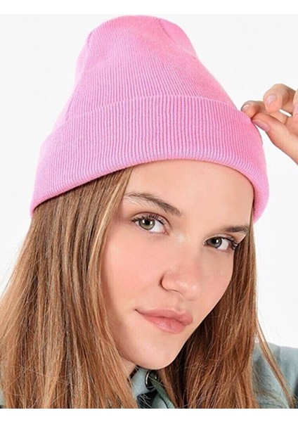 Basic Katlanır Style Fitilli Tarz Bere Erkek Toz Pembe