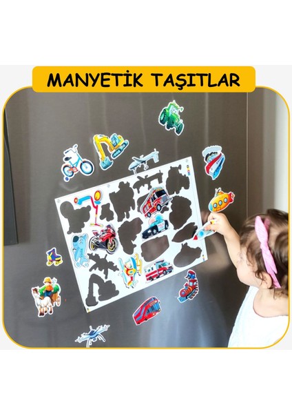 Buzdolabı Eğitici Manyetik Taşıtlar - Manyetik Bultak Şablon Eğitici Oyuncak