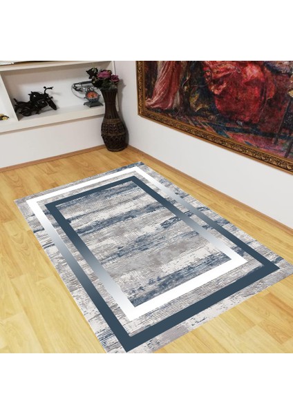 Gri Zemin Mavi Çerçeve Süngerli Yüzey Kaymaz Taban Halı fiyatları