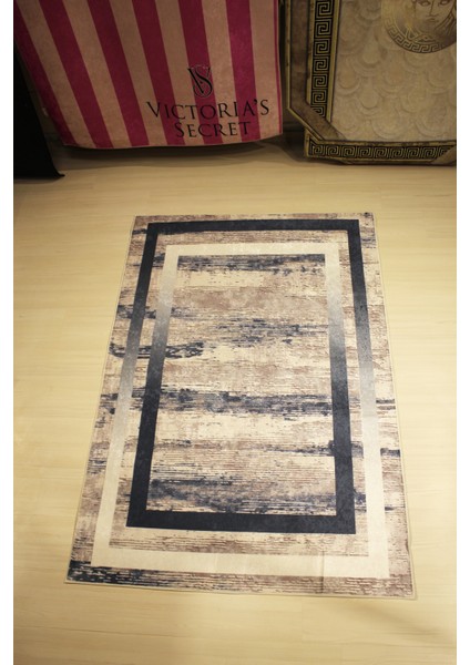 Gri Zemin Mavi Çerçeve Süngerli Yüzey Kaymaz Taban Halı modelleri