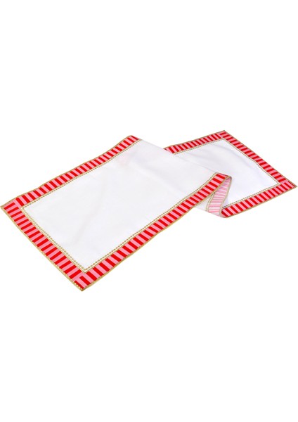 Pembe Damalı Nakış Işlemeli Dekoratif Candy Runner fiyatları