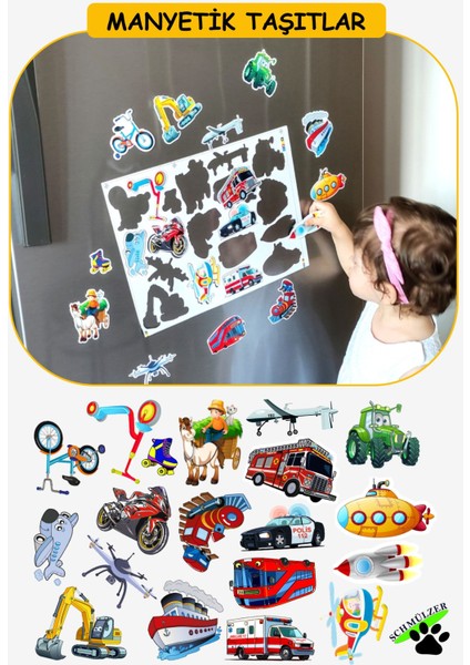Buzdolabı Eğitici 4' Lü Set Manyetik Hayvanlar / Meyveler/taşıtlar/puzzel - Bultak Şablon Eğitici indirimleri