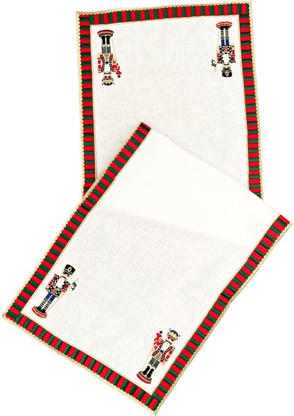 Dekoratif Nutcracker Kurşun Asker Desenli Yılbaşı Runner