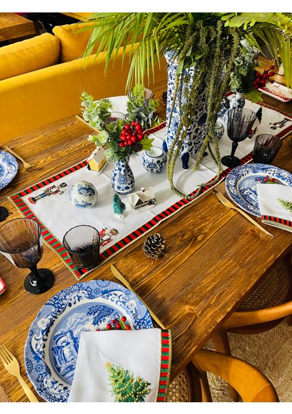 Dekoratif Nutcracker Kurşun Asker Desenli Yılbaşı Runner modelleri