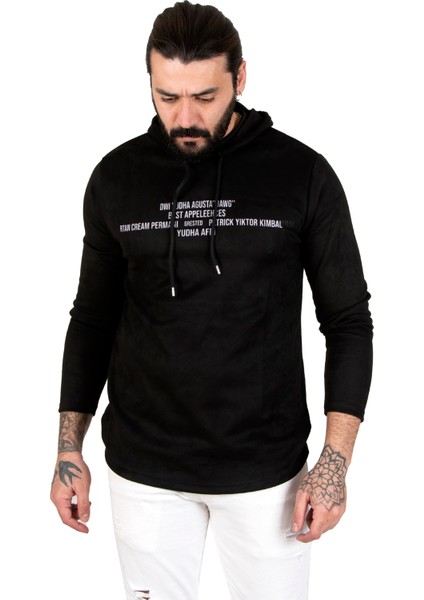 Önü Yudha Baskılı Yeni Sezon Kadife Erkek Sweatshirt 2303082