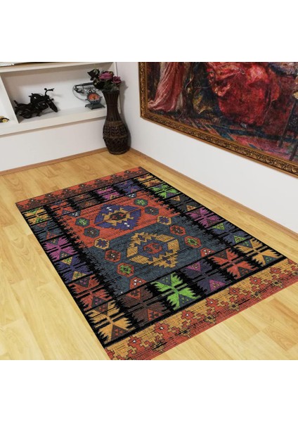 Otantik Renkli Desen Süngerli Yüzey Kaymaz Taban Halı fiyatları