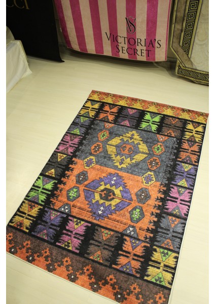 Otantik Renkli Desen Süngerli Yüzey Kaymaz Taban Halı fırsatları