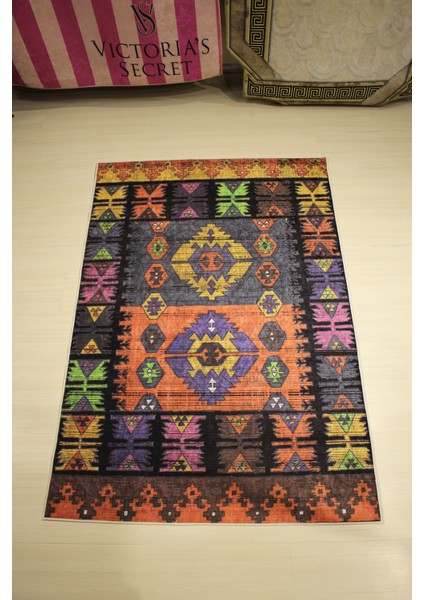 Otantik Renkli Desen Süngerli Yüzey Kaymaz Taban Halı indirimleri