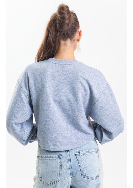 Gri Melanj Oversize Crop Sweatshirt