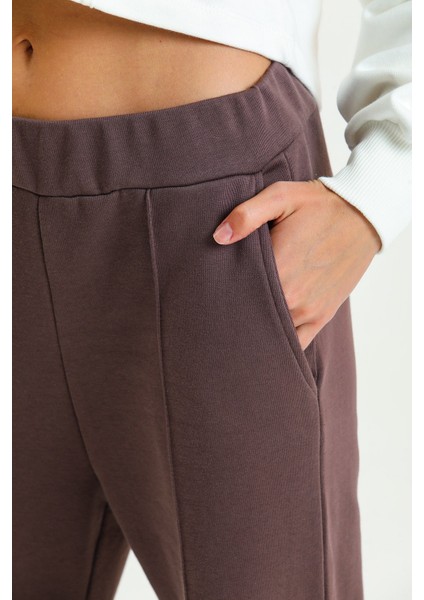 Kahverengi Yüksek Bel Geniş Paça Eşofman Altı modelleri