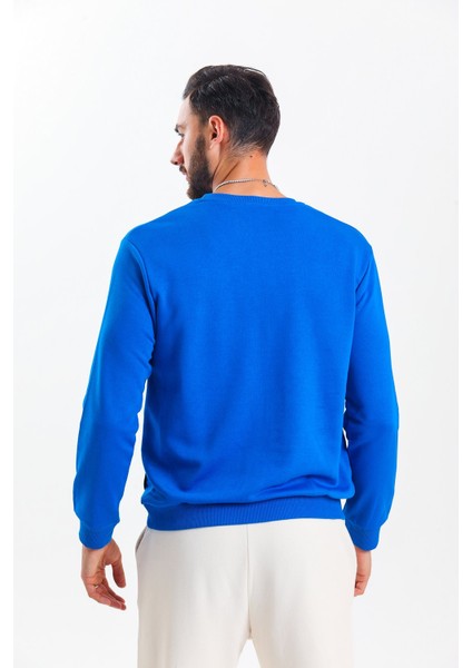 Saks Mavisi Kanguru Cepli Basic Sweatshirt