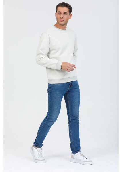 Bej Kapüşonsuz Bisiklet Yaka Basic Sweatshirt modelleri