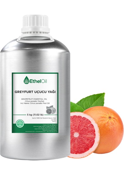 Greyfurt Uçucu Yağı - Etheloil - 5 kg - %100 Saf ve Doğal Uçucu Yağ – Üretici Firma, Yüksek Kalite – Grapefruit Essential Oil - Citrus Paradisi Macfad.